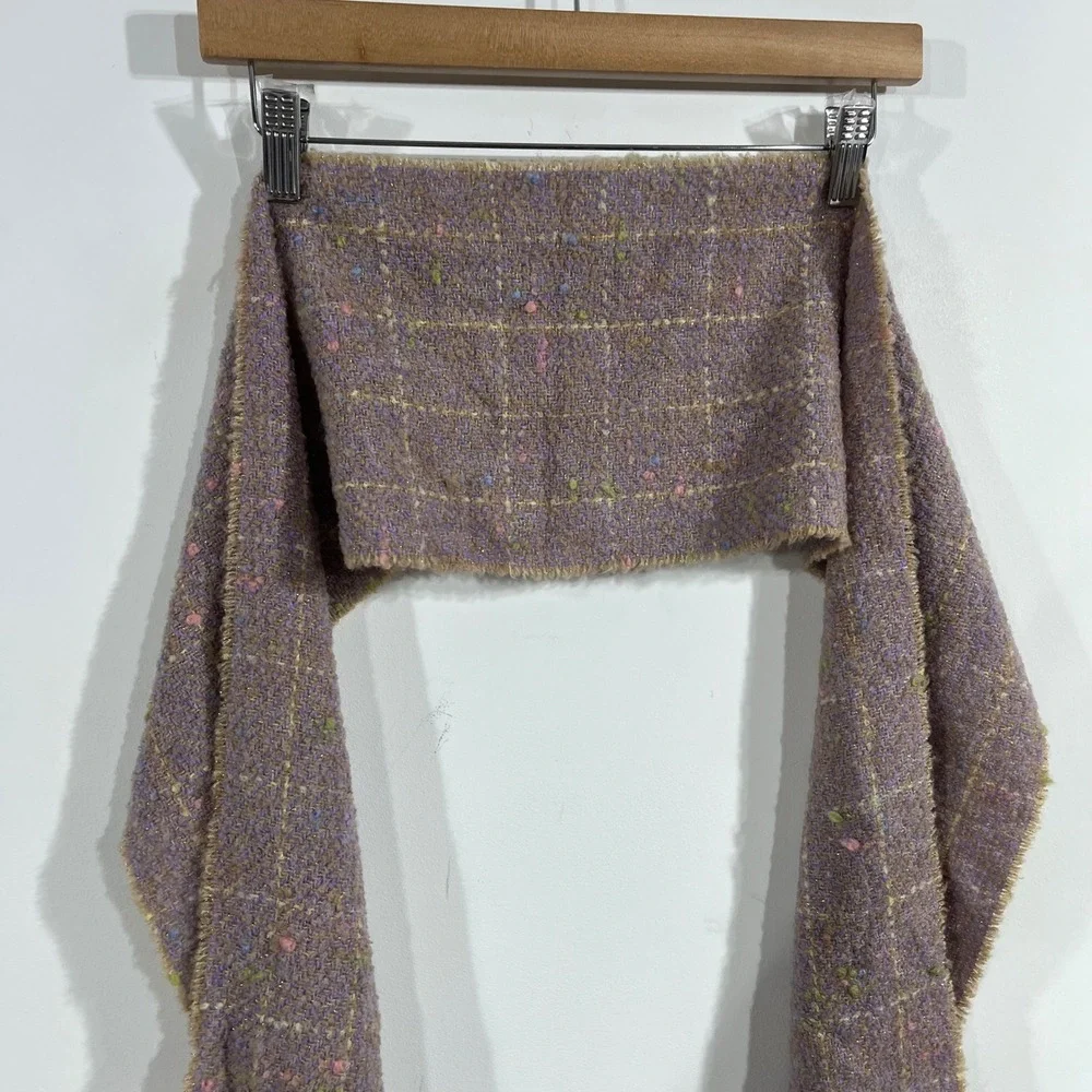 Elgin Made in Scotland Heritage Merino Wool Tweed Scarf Fringe Womens OS Vintage